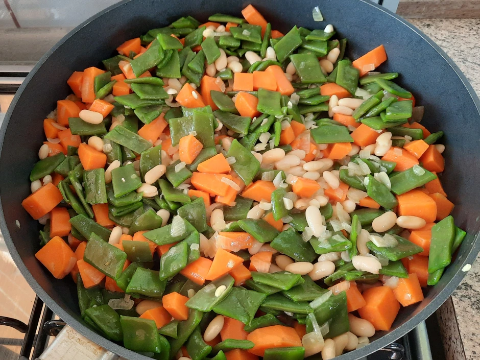 Bohnen S&uuml;&szlig;kartoffel Pfanne