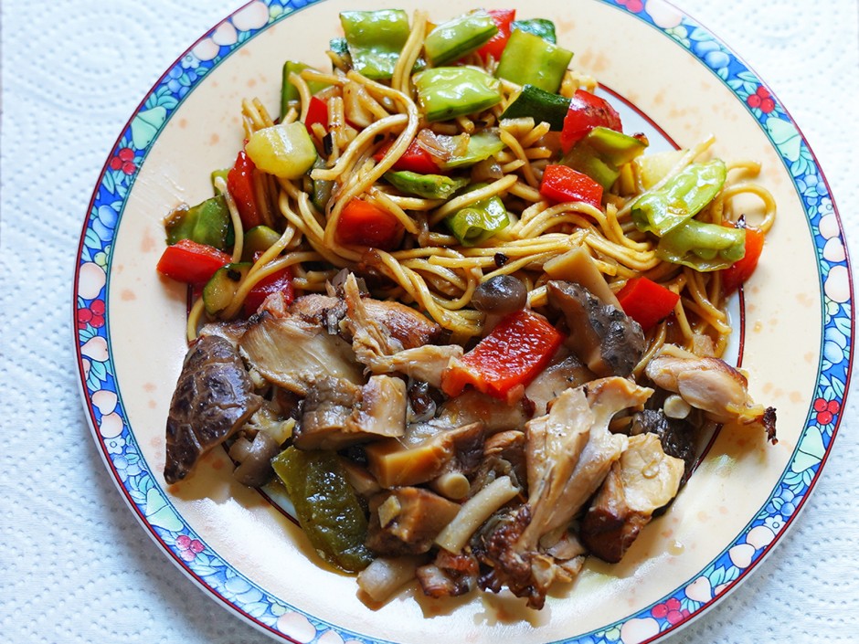 Bunte Nudeln mit Shiitake-Pilzen alla Delicio