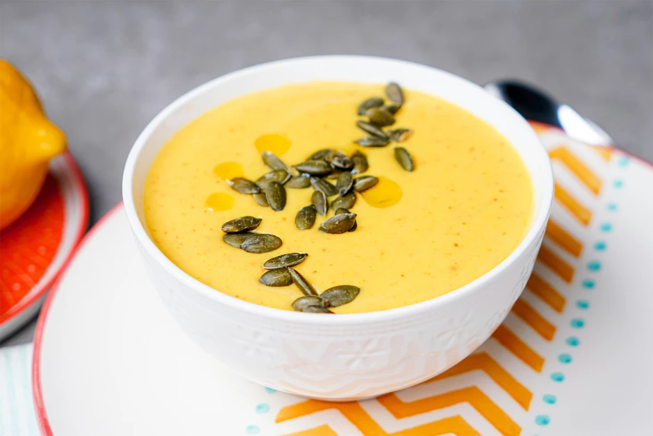 Kürbiscremesuppe mit Kartoffeln