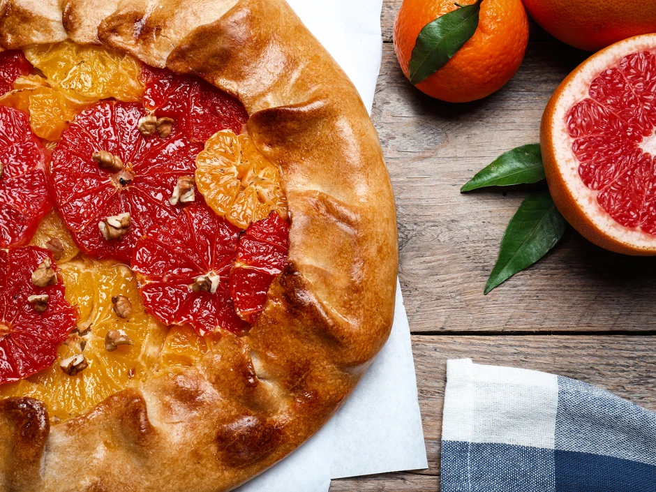 Blutorangen-Galette mit Walnüssen