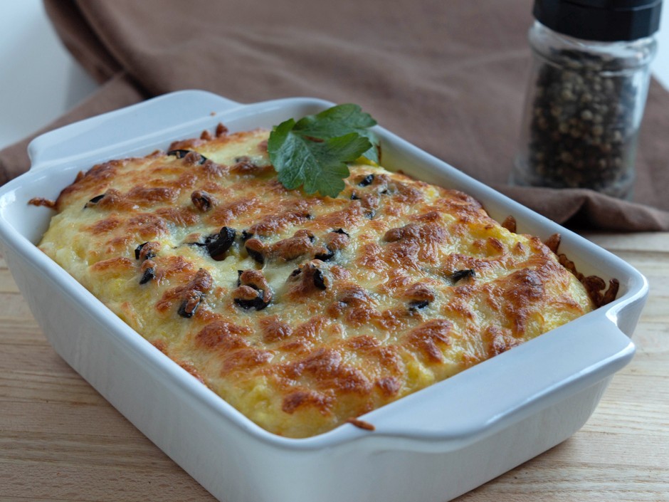 Polenta-Fisch-Gratin