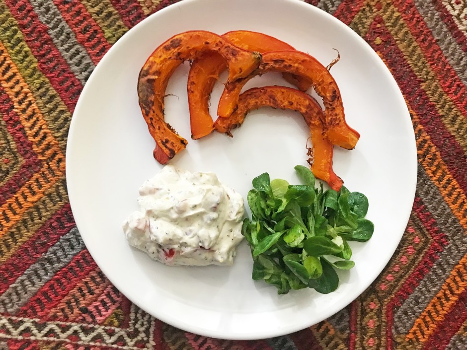 Kürbis mit würzigem Topfen