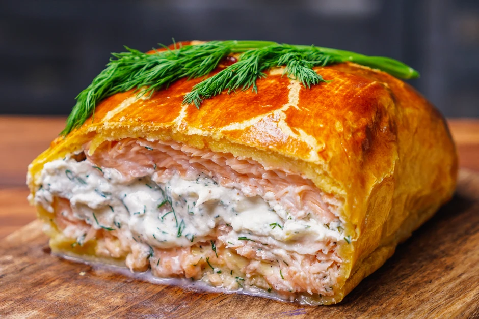 Lachsfilet im Blätterteig