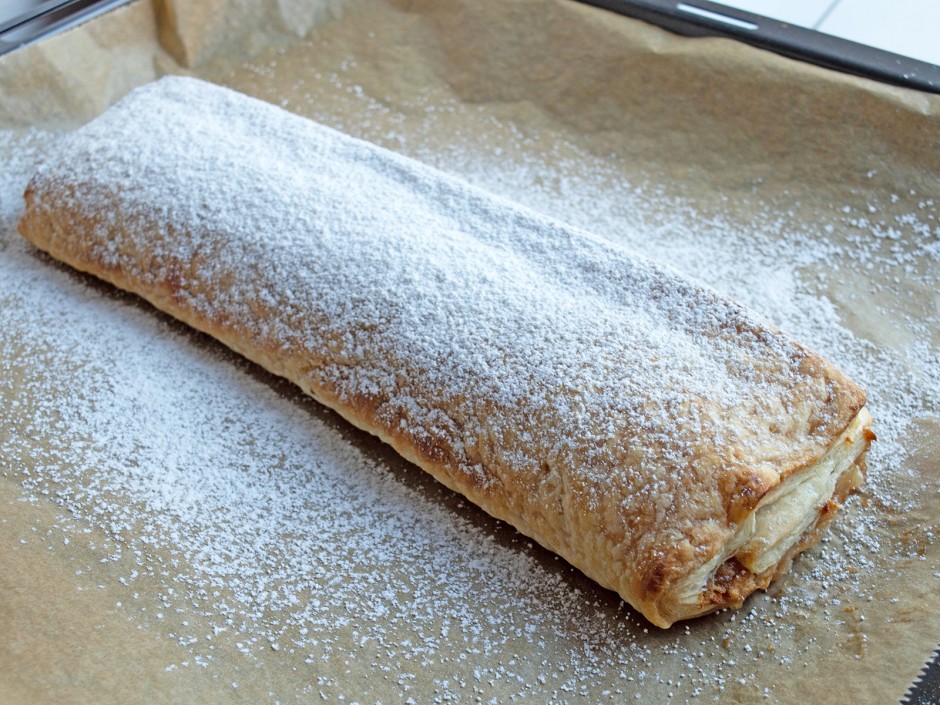 Topfenstrudel mit Dinkelmürbteig