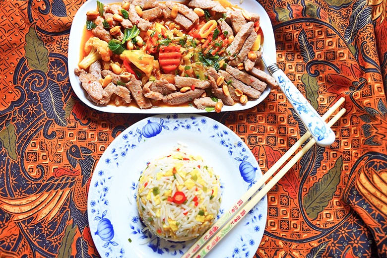 Huhn mit Cap Cay und Mandarinreis