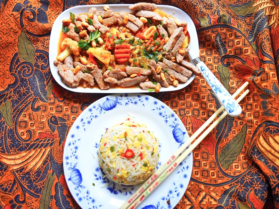 Huhn mit Cap Cay und Mandarinreis