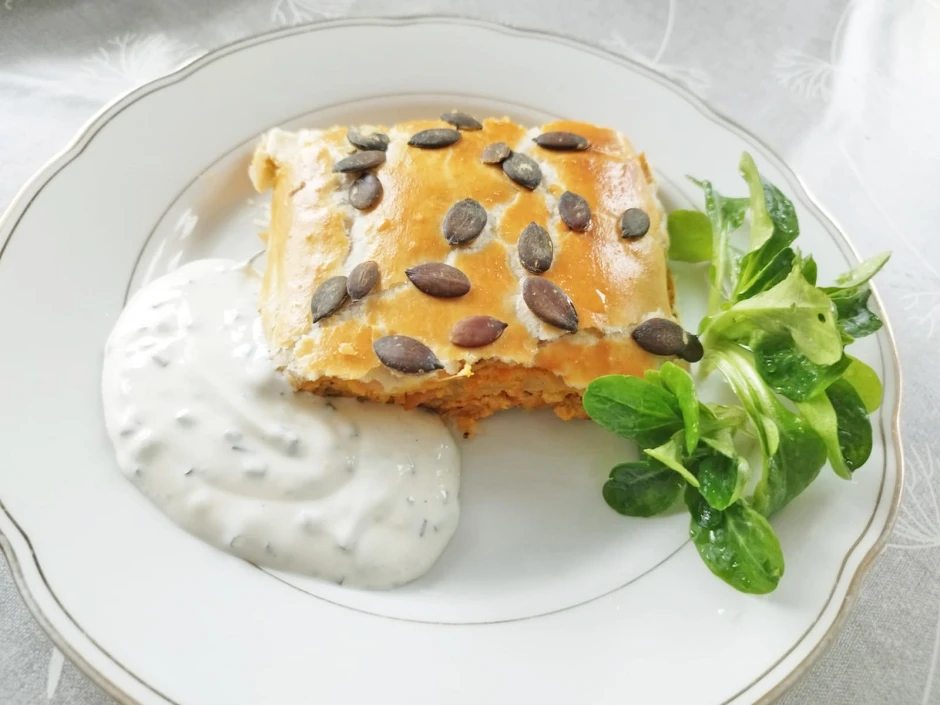K&uuml;rbis-Bl&auml;tterteigstrudel