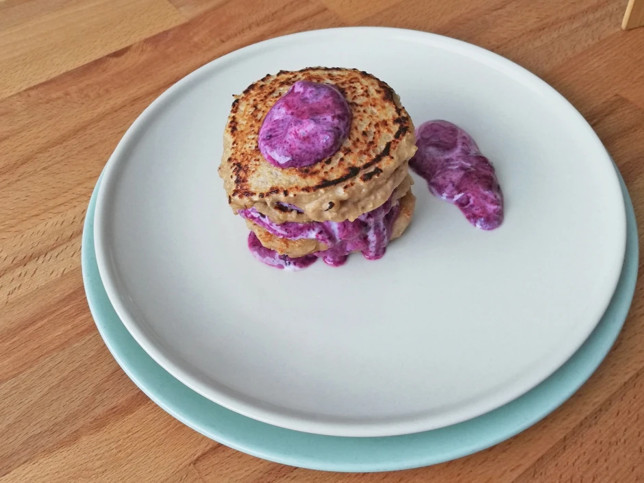 Pancakes Banane-Heidelbeere