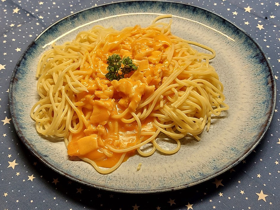 Spaghetti im Krebsrahm