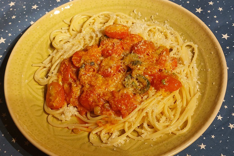 Spaghetti mit Knoblauch-Tomaten