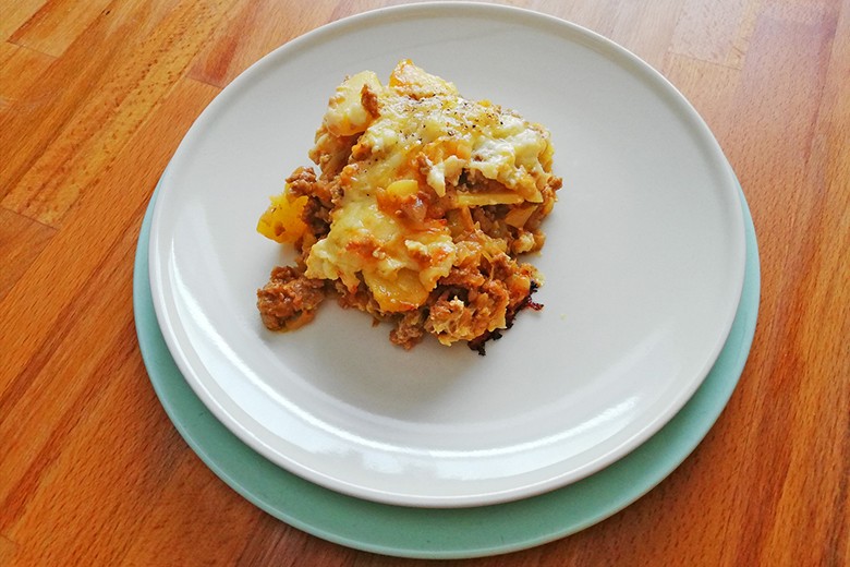 Lauchauflauf mit Faschiertem