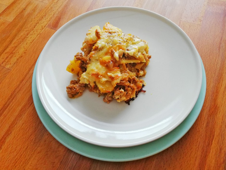 Lauchauflauf mit Faschiertem