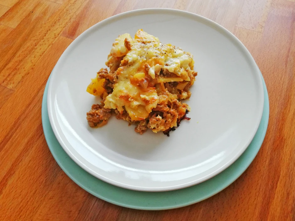 Lauchauflauf mit Faschiertem
