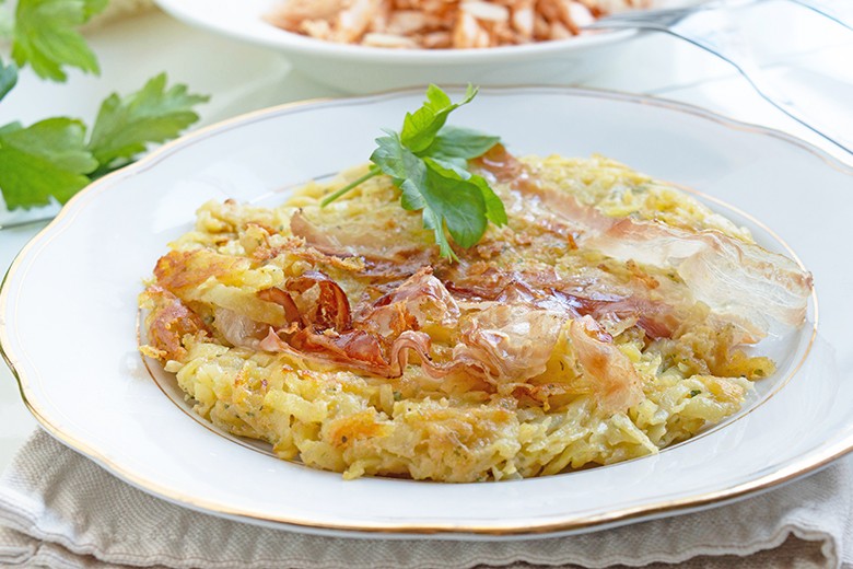 Rösti - Kuchen mit Speck