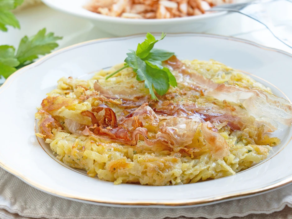 R&ouml;sti - Kuchen mit Speck
