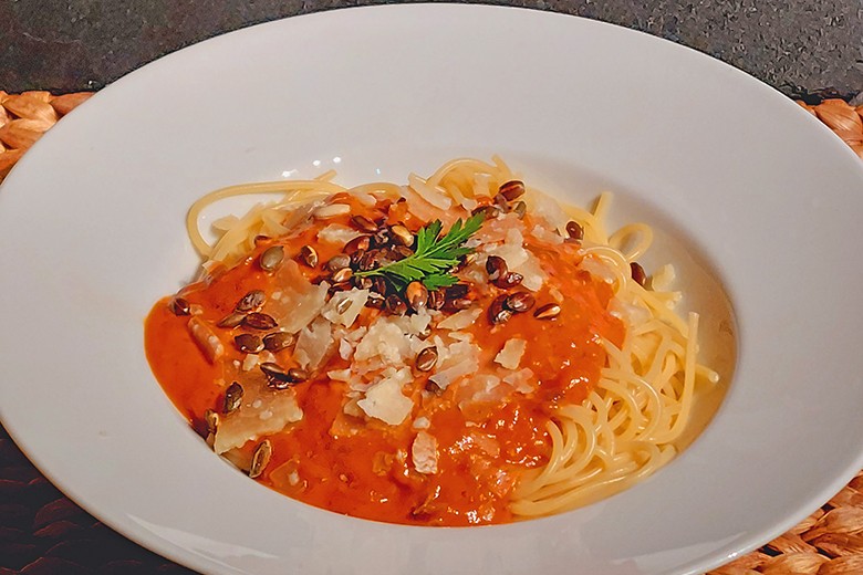 Spaghetti mit Mascarpone-Kürbiscreme