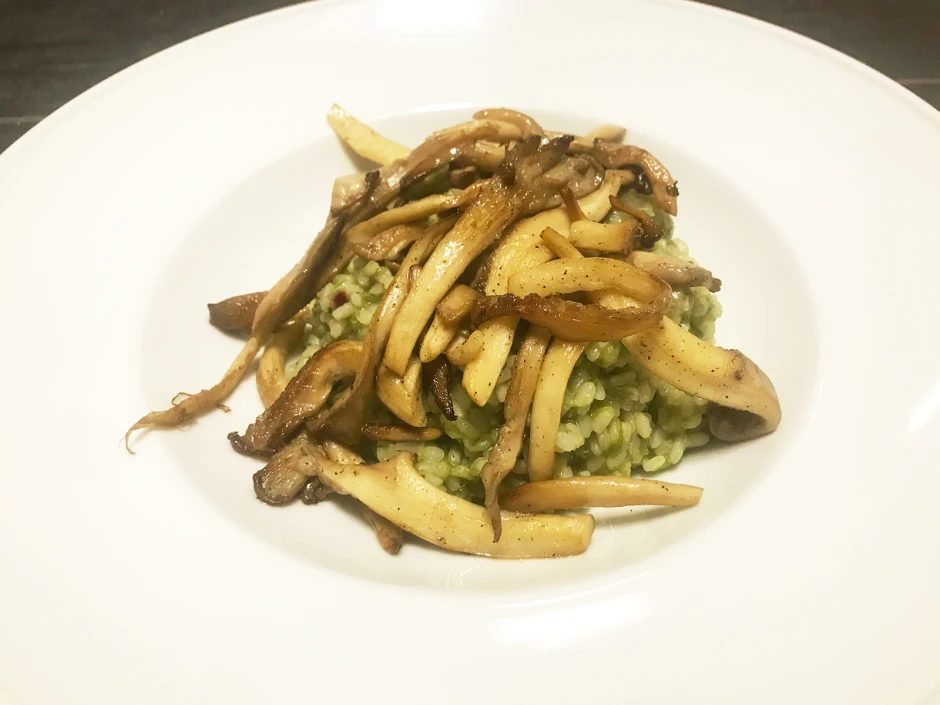 Risotto mit B&auml;rlauch und Austernpilzen