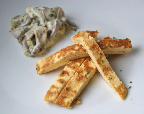 Frittata Spaghetti mit Champignons und Lauch