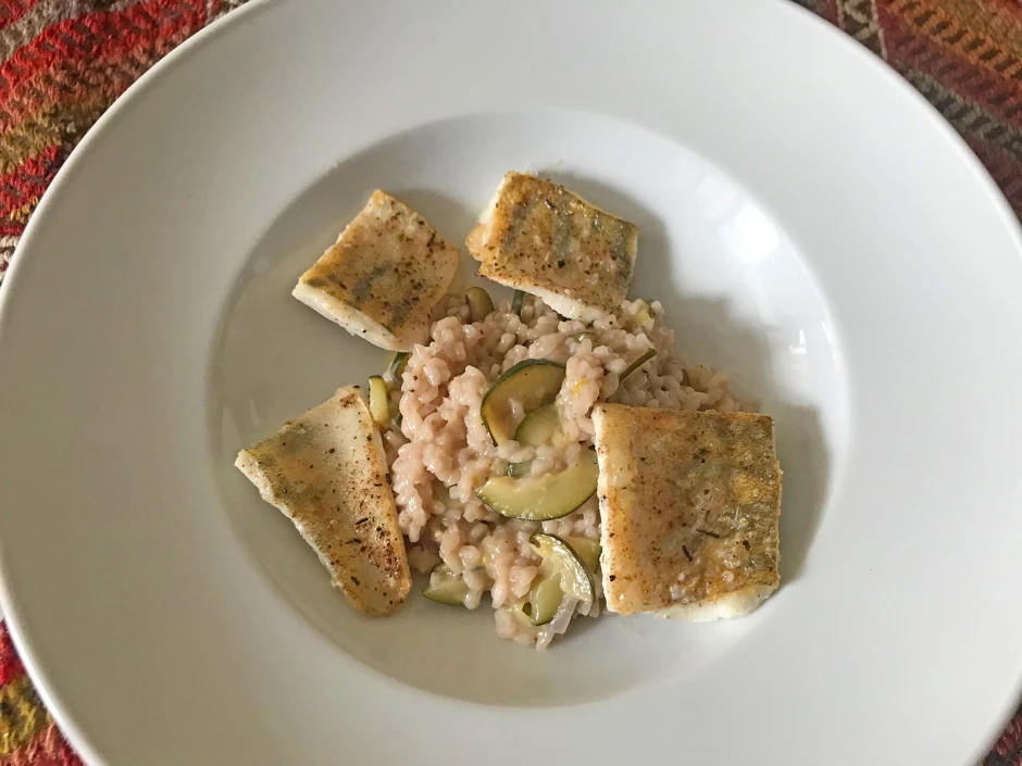 Zanderfilets mit Zucchini-Risotto