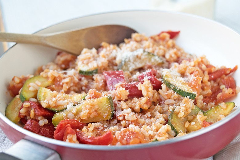 Zucchini Pfanne mit Reis