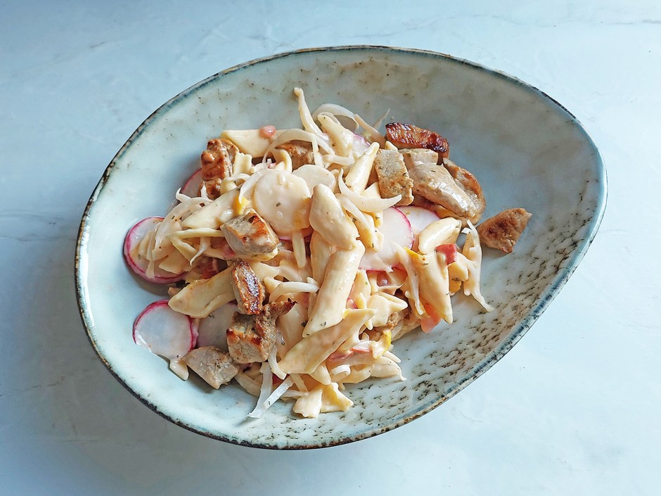 Nudelsalat mit Schweinefilet
