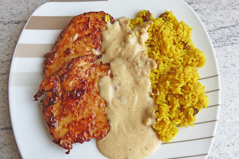 Asia-Hühnchen mir Rosinenreis