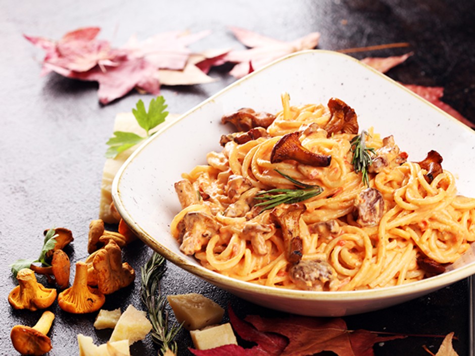 Spaghetti in Pfifferlingsoße