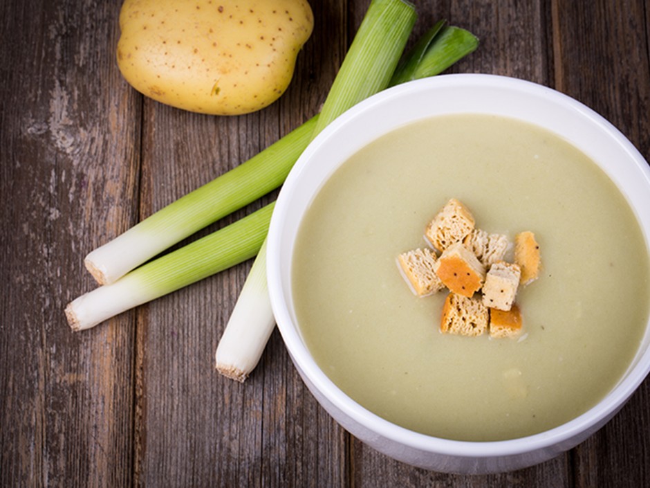 Cremige Porreesuppe mit Erdäpfeln