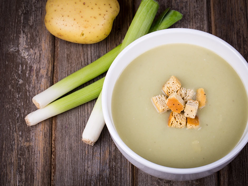 Cremige Porreesuppe mit Erdäpfeln