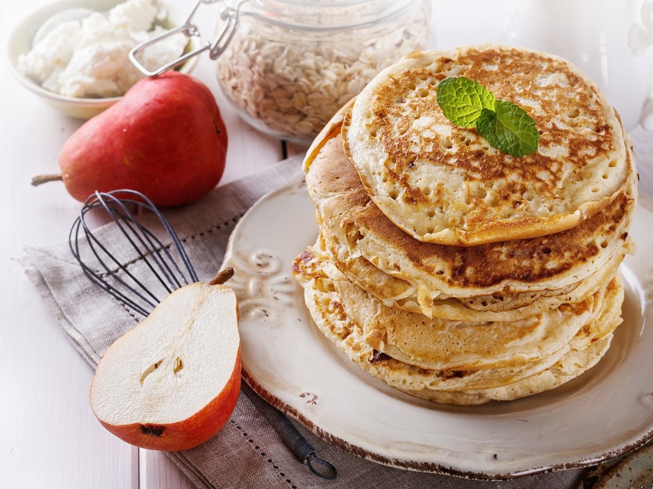 Birnen-Haferflocken-Pancakes