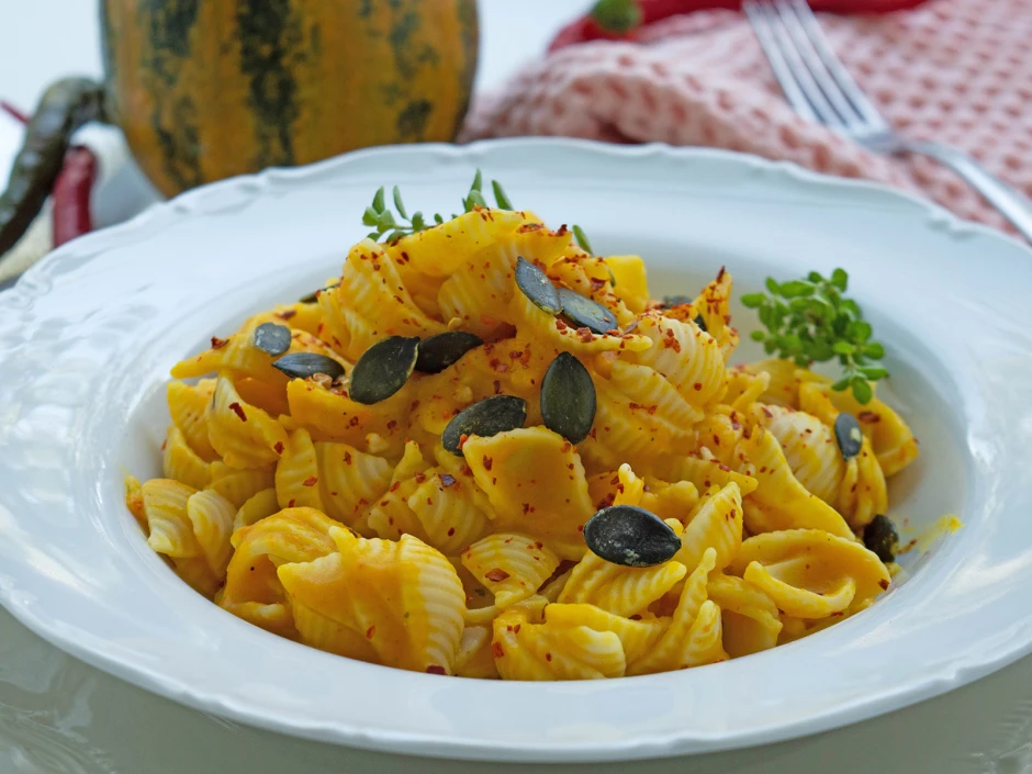 Scharfe Kürbissauce zu Nudeln aus dem Thermomix