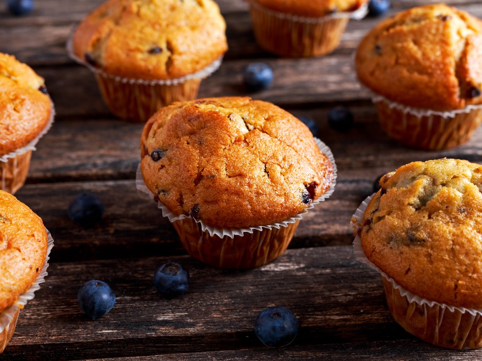 Heidelbeer-Bananen Muffins mit Weizenkleie