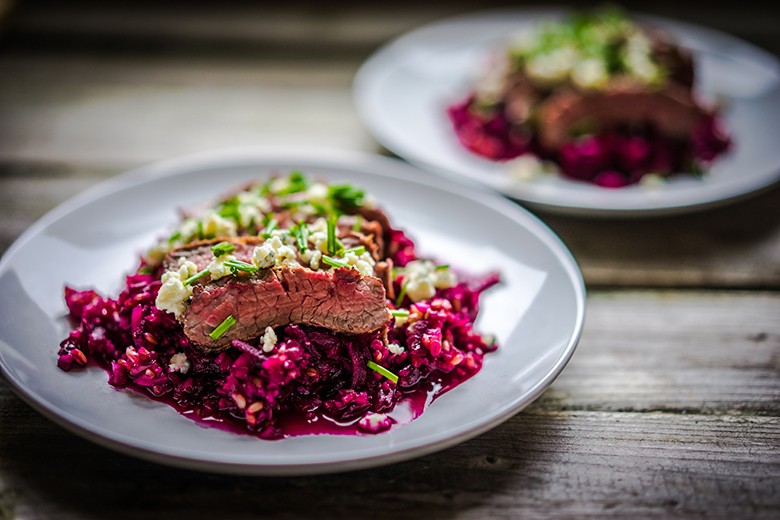 Steak mit Rote Rüben-Salat