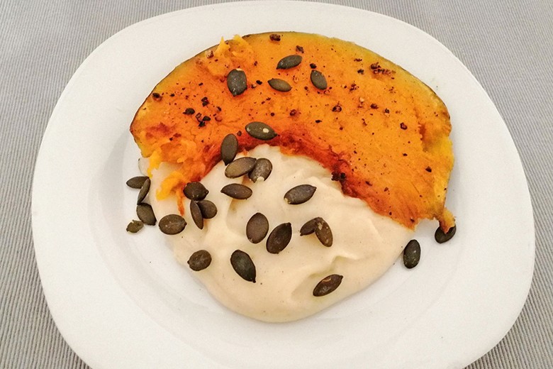 Muskatkürbis auf Erdäpfelpüree