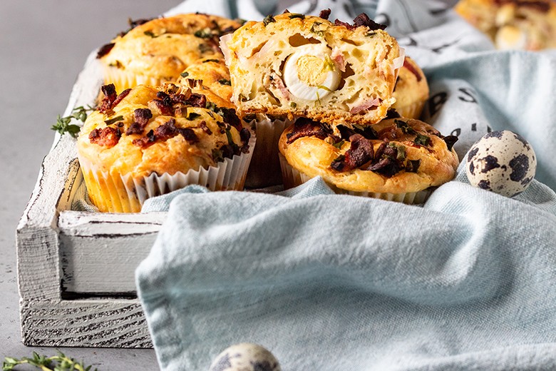 Muffins mit Speck und Wachteleiern