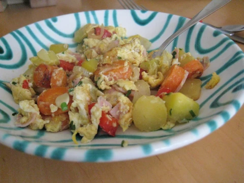 Gem&uuml;segr&ouml;stl mit Schinken und Ei