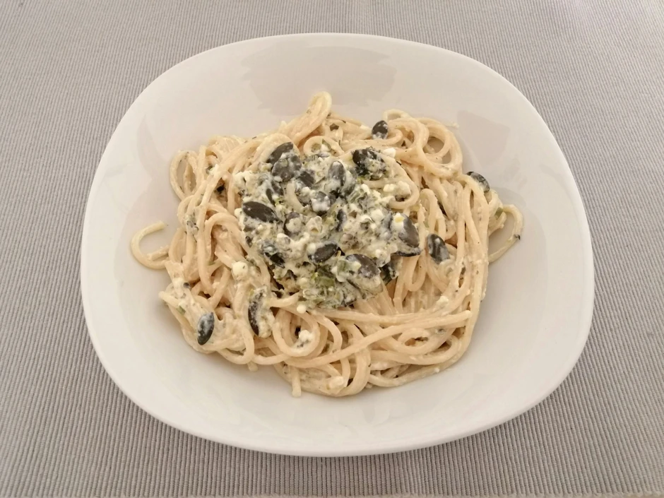 K&uuml;rbiskern-Spaghetti