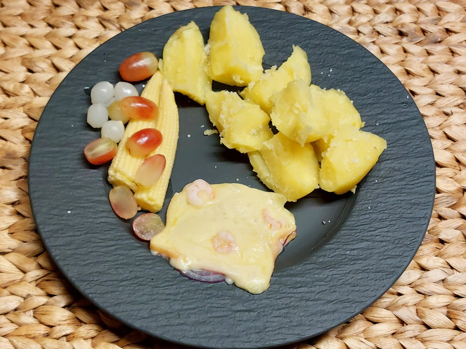 Raclette mit Shrimps