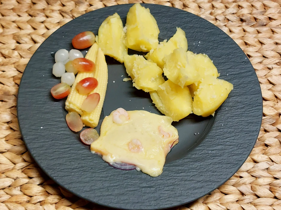 Raclette mit Shrimps