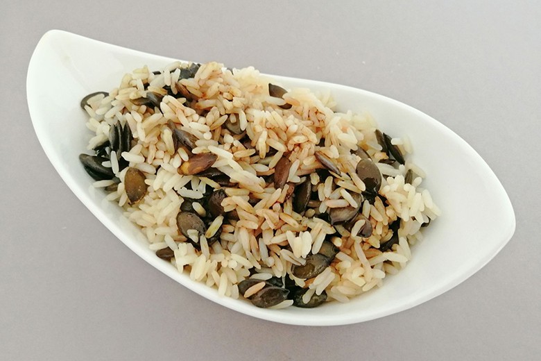 Kürbiskern Reis mit Kürbiskernöl