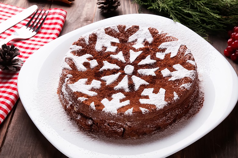Schneeflocken Schokoladenkuchen