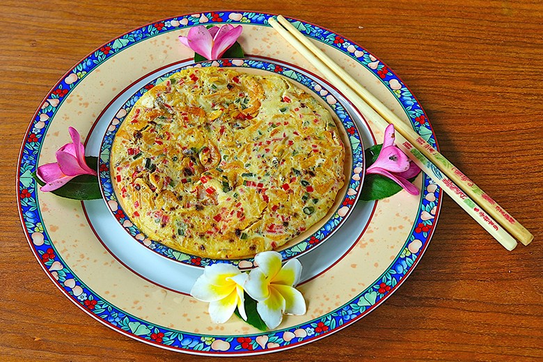 Omelette mit Shrimps