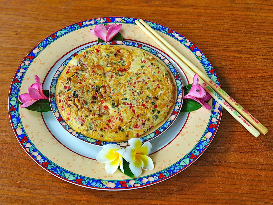 Omelette mit Shrimps