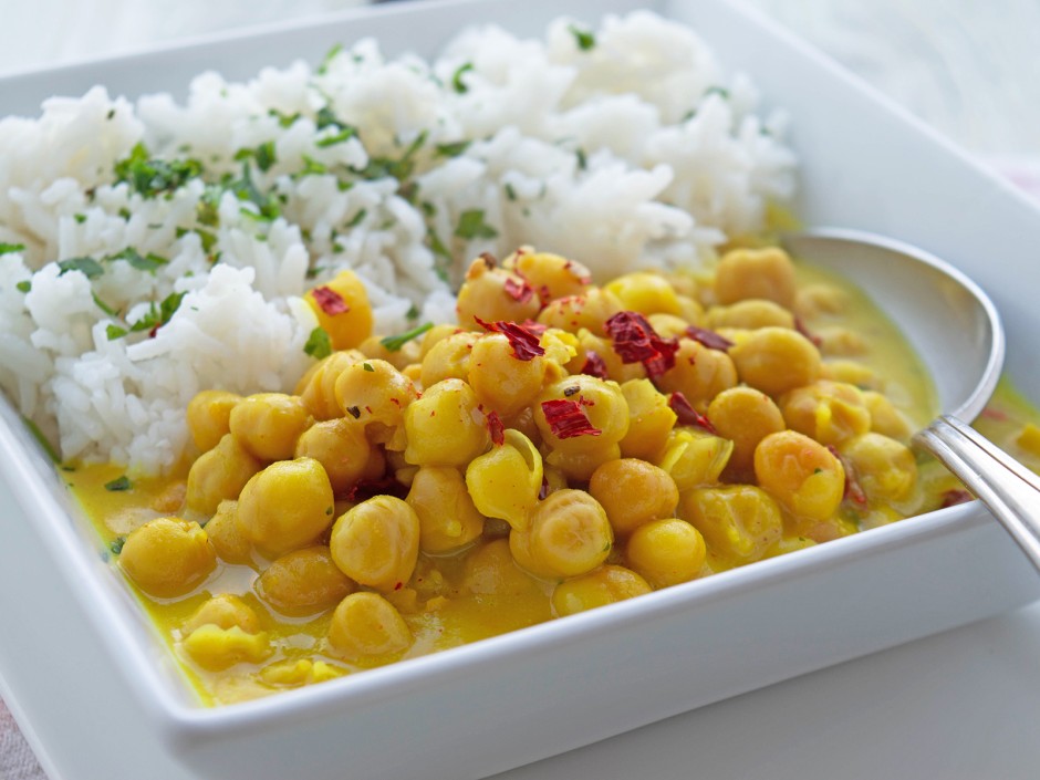 Ingwer und Chili auf Kichererbesen-Korma