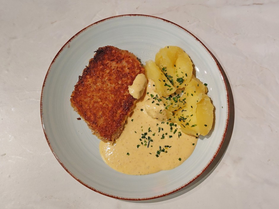 Victoria-Barsch in Senfsoße