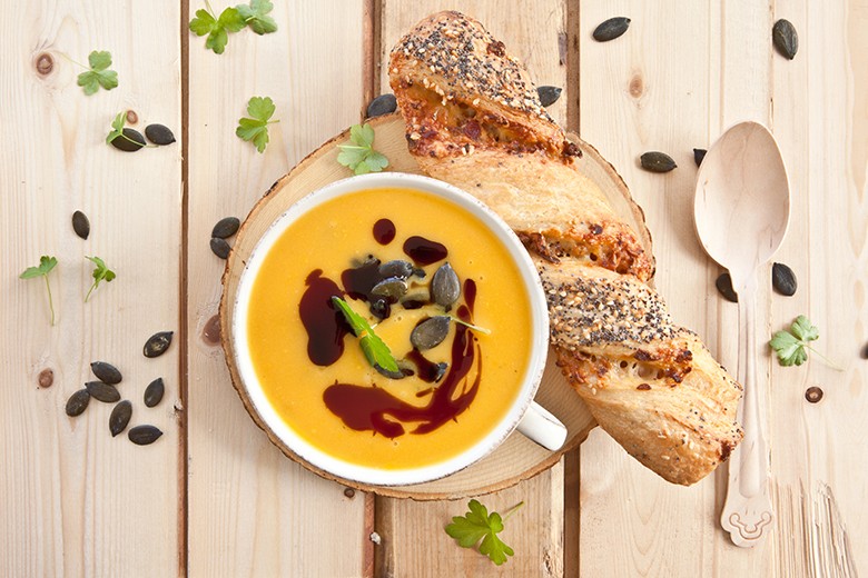 Kürbiscremesuppe mit Kernöl