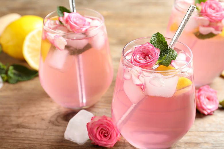 Rosenblüten Limonade mit Zitrone