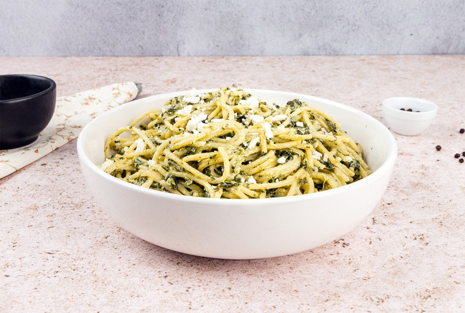 Spaghetti mit Spinat-Feta-Sauce