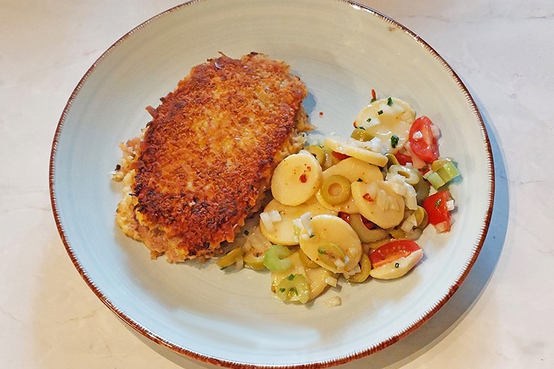 Schweinesteak in Krenkruste