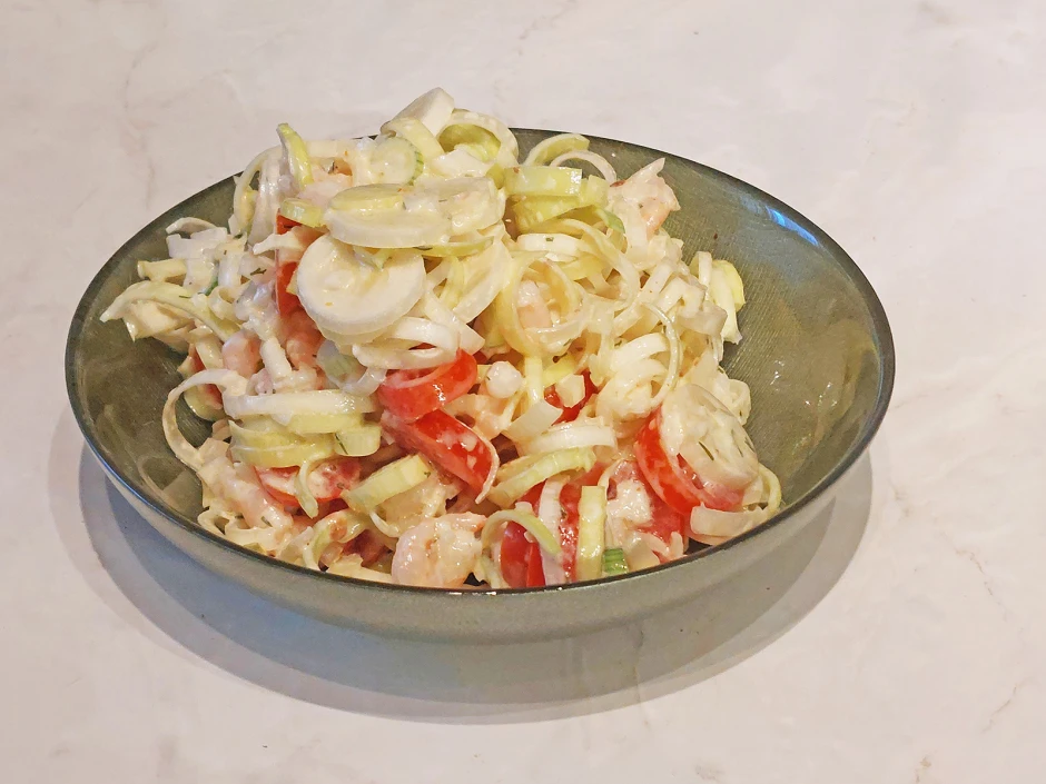 Lauchsalat mit Eismeergarnelen